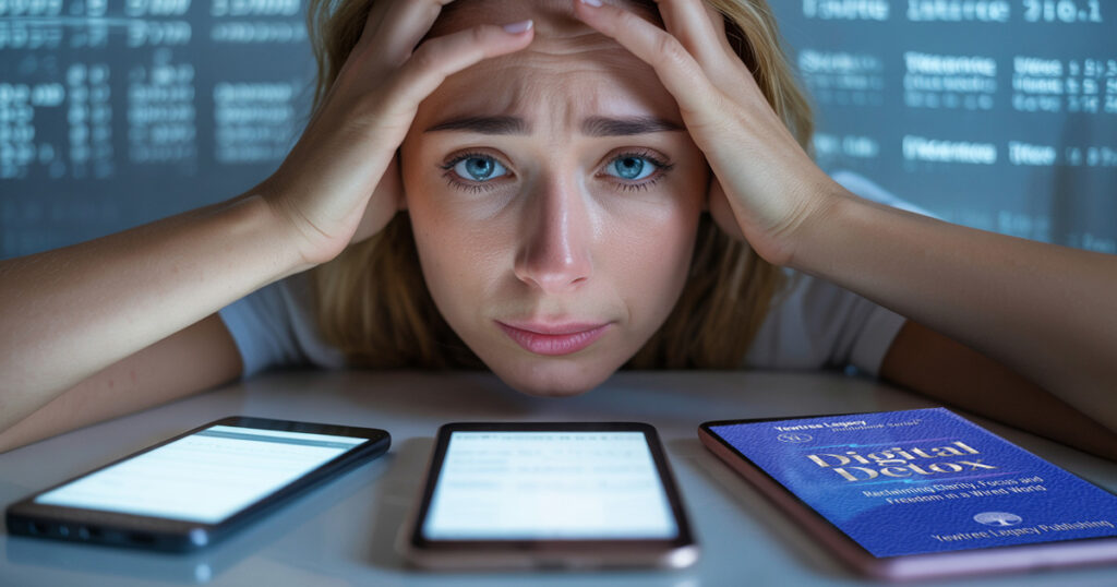 Person sitting peacefully offline at sunset, symbolizing a digital detox.